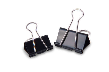 Clamps for paper of different sides on white backgroundの写真素材