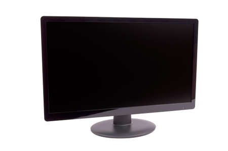 Black screen lcd for pc on a white backgroundの写真素材