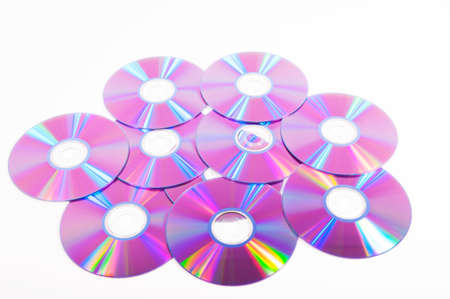 Group of DVDs on a white backgroundの写真素材