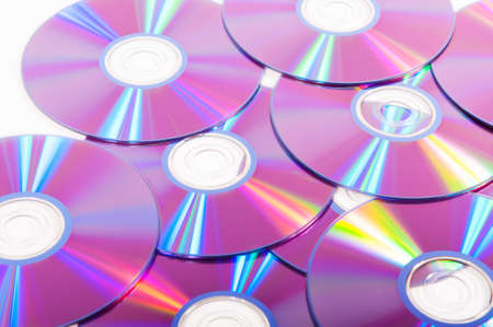 Group of DVDs on a white backgroundの写真素材