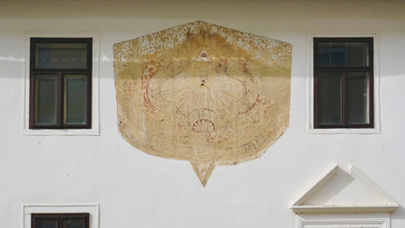 The art nouveau carved in the wall of the house