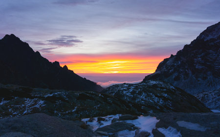 Sunset in Mountain Huts Vysoke Tatry Hiking