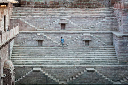 toorji ka jhalra bavdi or toorji's stepwell a famous landmark stepwell in Jodhpur, India. Chand Baoriの写真素材