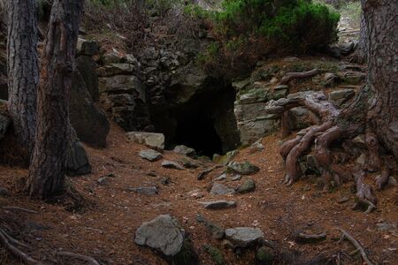 Exterior of the tungsten caves in Cabeza L?jar, Sierra de Madridの写真素材