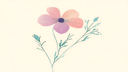 Flower on white background. Hand drawn vector illustration in retro style.の素材