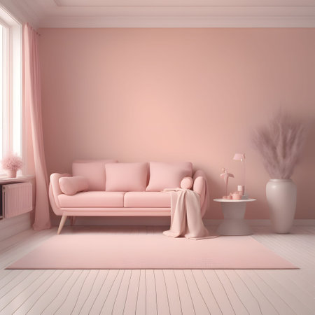 interior with pink sofa, 3d render illustration, mock upの素材