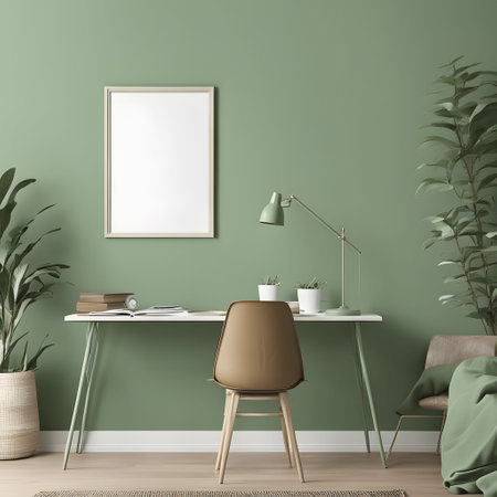 Mock up poster frame in interior background, Scandinavian style, 3D renderの素材