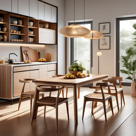 3d render of modern kitchen in scandinavian style.の素材