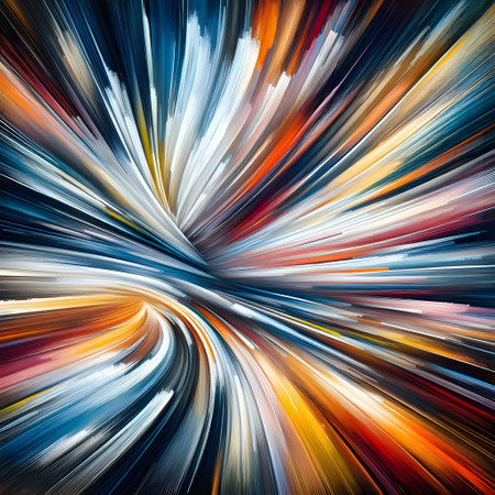 abstract background with blue, orange, yellow and white stripes.の素材