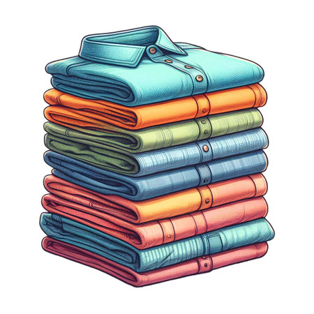 Stack of folded shirts. Vector illustration isolated on a white background.の素材