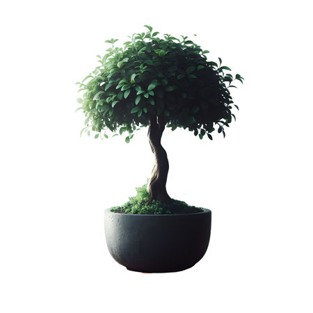 bonsai tree in pot isolated on white background. 3d illustrationの素材