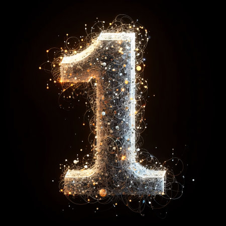 Futuristic alphabet with sparks and bokeh effect on black backgroundの素材