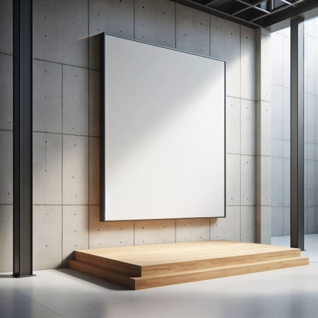Blank white poster on the wall in modern interior. 3d renderの素材