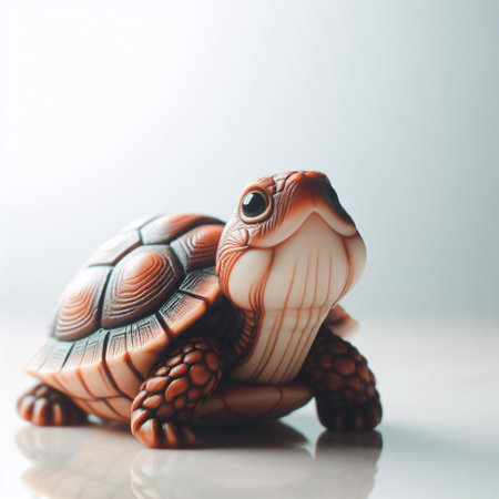 turtle on a white background, close-up, soft focusの素材