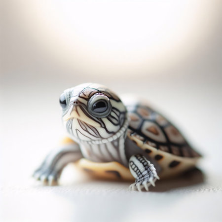 turtle on white background, closeup, soft focus, shallow DOFの素材