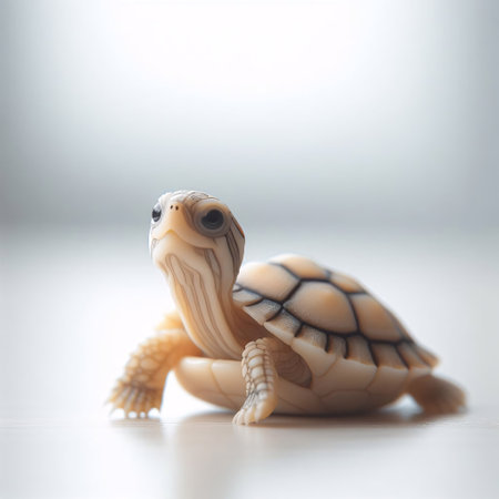 turtle on a white background, soft focus, shallow depth of fieldの素材