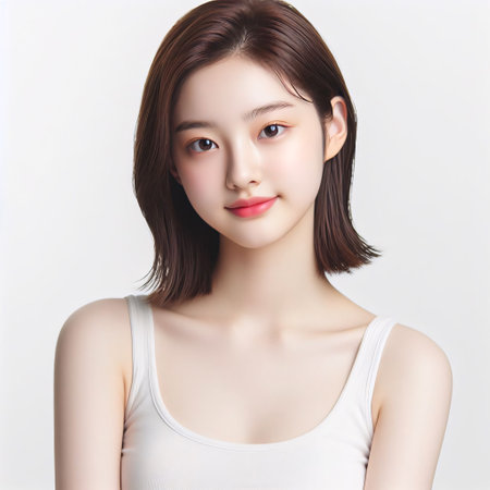 Beautiful young asian woman with clean fresh skin. Face care, Facial treatment, Cosmetology, beauty and spa, Asian women portraitの素材