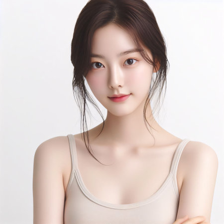 Beautiful asian woman with clean fresh skin. Face care, Facial treatment, Cosmetology, beauty and spa, Asian women portrait.の素材