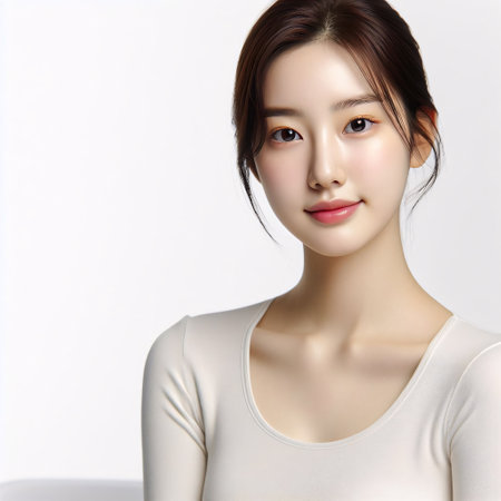 Beautiful young asian woman with clean fresh skin, face care, Facial treatment, Cosmetology, beauty and spa, Asian women portrait.の素材