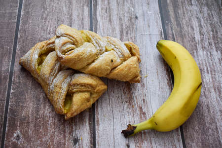 Pie with banana. Baked food