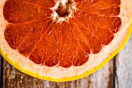 Bloody grapefruit macro. Fresh fruit conceptの写真素材