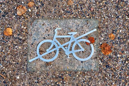 Sign bicycle prohibited in a natural way.の写真素材