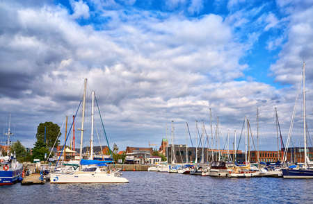 Harbor in Wismar with sailing boats.のeditorial素材