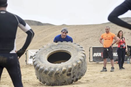 LIMA, PERU - OCTOBER 23, 2016: Inka Challenge, an extreme obstacle course where 1500 athletes from...