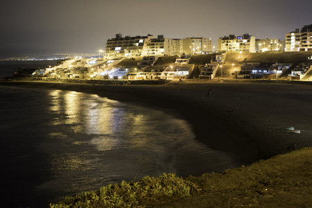 Romantic on a night beach. Punta Hermosa. Peruの写真素材