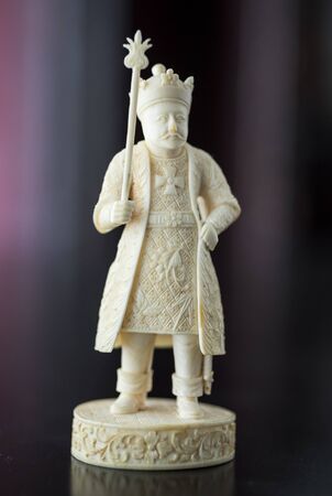 Carved ivory chess pieces. Collection pieces. Antiqueの写真素材