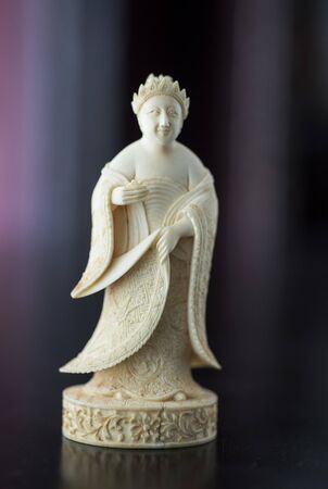 Carved ivory chess pieces. Collection pieces. Antiqueの写真素材