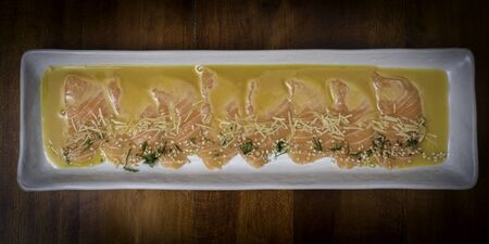 tiradito de salmon - Peruvian dish of raw fish, carpaccio. Niceの写真素材