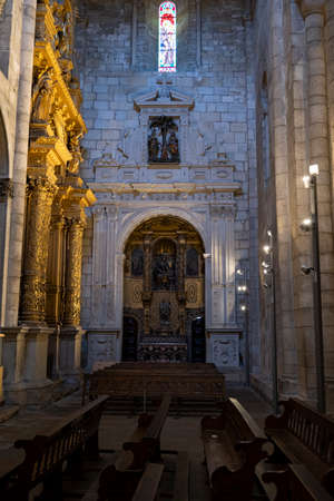 Interior of Porto Cathedral, medieval building. Porto, Portugal.のeditorial素材