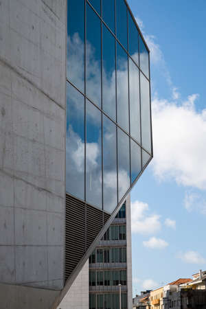 Close up shot of the Casa da Musica do Porto (Porto Music House). Detail of the glass and concrete. Abstract image. Porto, Portugal.のeditorial素材