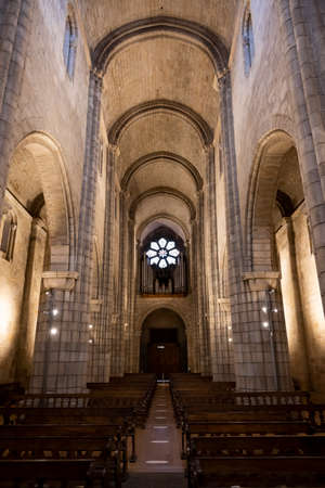 Interior of Porto Cathedral, medieval building. Porto, Portugal.のeditorial素材