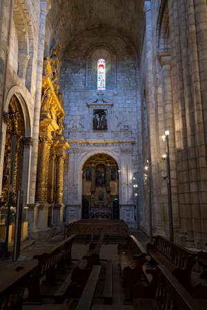 Interior of Porto Cathedral, medieval building. Porto, Portugal.のeditorial素材