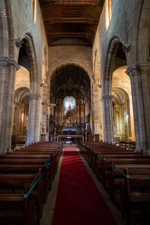 Interior of Nossa Senhora da Oliveira Church. Medieval building, with beautiful details and paintings on the walls.  GuimarÃ£es, Portugal.のeditorial素材