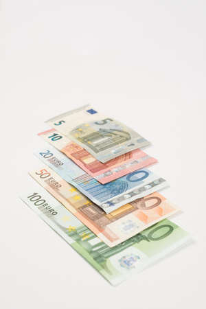 Ranging Euro notes isolated lying