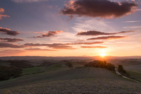 Evening light in Tuscany warm.の写真素材