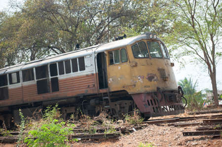 Old train in Thailand, Kanchanaburi scrapped