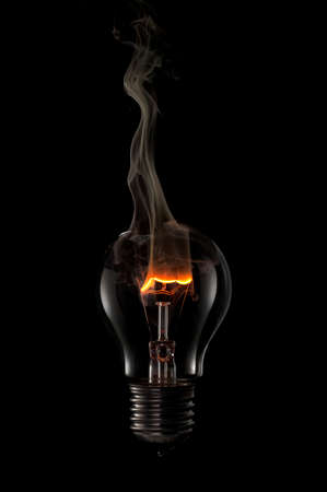 Fuming bulb - burning tungsten filamentの写真素材