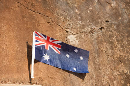 Australian flag on Hellfire Pass in Thailandの写真素材