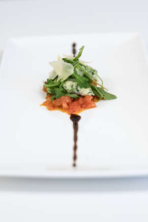 rocket tomato mozzarella gourmet food.の写真素材