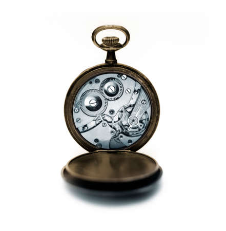 Ancient pocket watch  Back view mechanism のeditorial素材