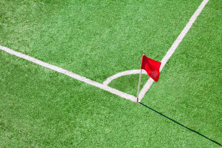 Football or soccer field  Corner flagの写真素材