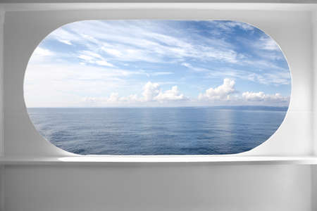 Deck ship window with a relaxing seascape view