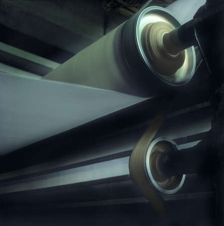Paper reel rolling in paper machine   Analogic shootの写真素材