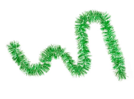 Green color garland isolated on white background. Christmas decorations.の写真素材