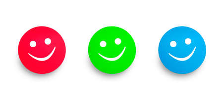 Three tags in red green and blue color. Happy or smile  concept. Clipping path