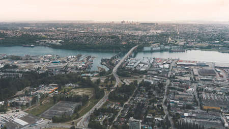 Beautiful City of Vancouver from sea plane, Canada British Columbia